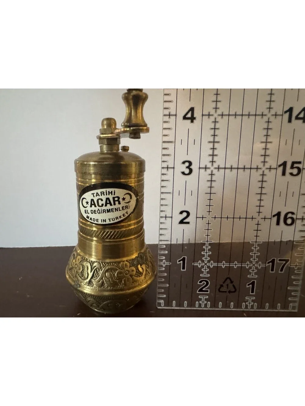 TARIHI Acar Brass Pepper/Spice Mill/ Grinder, Turkey, El Degirmenleri, (4''tall)